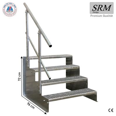 Standtreppe freistehend Treppe 4 Stufen verzinkt, 60 - 160 cm B, 72 cm H, 1 Gel