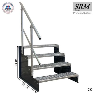 Standtreppe freistehend Treppe 4 Stufen anthrazit 60 - 160 cm B, 72 cm H, 1 Gel
