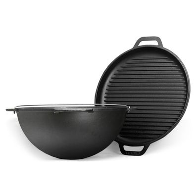 15L Kazan Schwenktopf Gusseisen Kasan DeckelGrillpfanne Grill Campingtopf Kessel