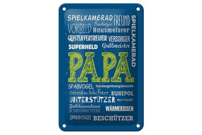Blechschild Papa Superheld Vorbild Beschützer, 4 verschied Größen, Blechschilder