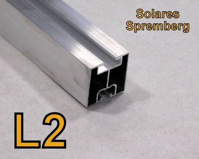 1x 10-450cm Unterkonstruktion Aluminiumprofil L2 40x40mm blank M8 Nut oben M10 Nut