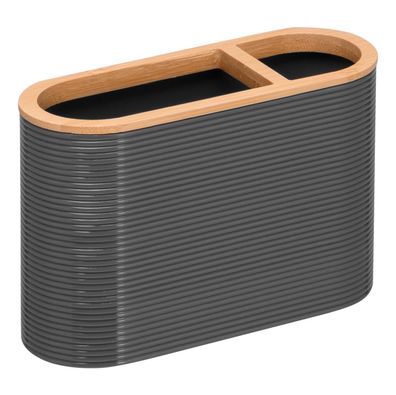 bremermann Zahnbürstenhalter SEGNO aus Bambus und Kunststoff | Utensilienständer grau