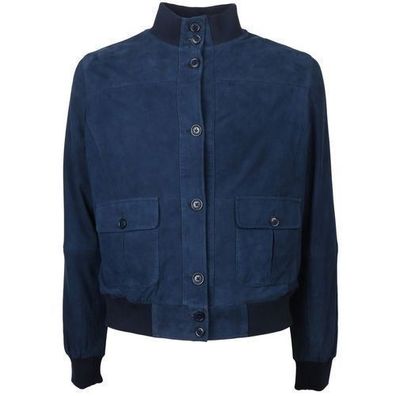 Emilio Romanelli Blue Calfskin Men Bomber Jacket