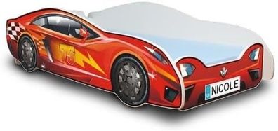 Best For Kids Autobett 80x180 cm Rot mit Matratze, Lattenrost & Namensschild