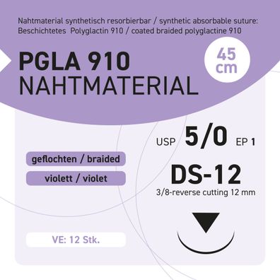 PGLA 910 Nahtmaterial USP 5-0 EP-1 DS-12 - 45 - 12 Stück
