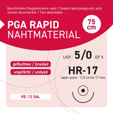 PGA RAPID Nahtmaterial USP 5-0 EP-1 HR-17 - 75