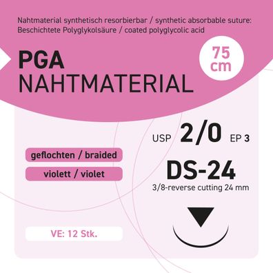 PGA Nahtmaterial USP 2-0 EP-3 DS-24 - 75