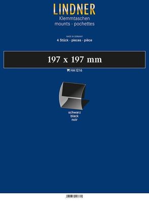 Lindner 1216 Klemmfix Blockstreifen 197 x 197 mm schwarz 4 Stück geschlitzt
