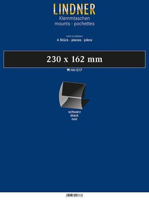 Lindner 1217 Klemmfix Blockstreifen 230 x 162 mm schwarz 4 Stück geschlitzt