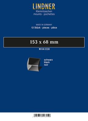 Lindner 1230 Blockstreifen für 10er Bögen 153 x 68 mm schwarz 15 Stück geschlitzt