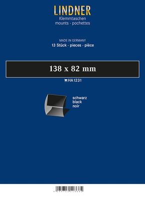 Lindner 1231 Klemmfix Blockstreifen 138 x 82 mm schwarz 13 Stück geschlitzt