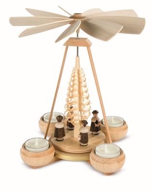 Teelichtpyramide Kurrende 1-stöckig natur für 4 Teelichter (LxBxH :17x16x24cm)