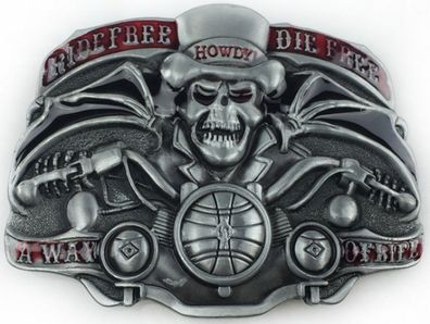 Gürtelschnalle Skull Totenkopf Motorrad Biker Gürtelschließe Wechselschnalle Buckle
