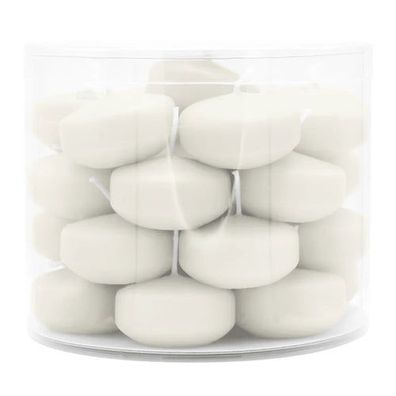 Schwimmkerzen klein, Wollweiß, 50/30 mm, WENZEL, Brenndauer ca. 4h, Box mit 28 Stück