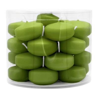 Schwimmkerzen klein, Olive, 50/30 mm, WENZEL, Brenndauer ca. 4h, Box mit 28 Stück
