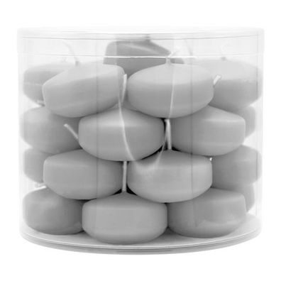 Schwimmkerzen klein, Silbergrau, 50/30 mm, WENZEL, Brenndauer ca. 4h, Box mit 28 Stüc