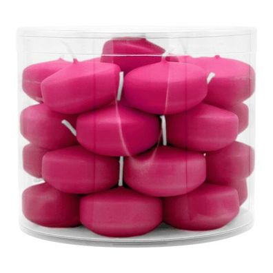 Schwimmkerzen klein, Fuchsia, 50/30 mm, WENZEL, Brenndauer ca. 4h, Box mit 28 Stück
