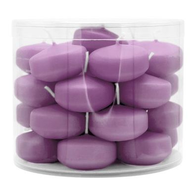 Schwimmkerzen klein, Flieder, 50/30 mm, WENZEL, Brenndauer ca. 4h, Box mit 28 Stück