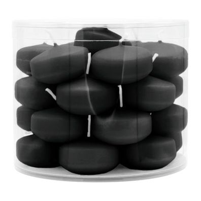 Schwimmkerzen klein, Schwarz, 50/30 mm, WENZEL, Brenndauer ca. 4h, Box mit 28 Stück