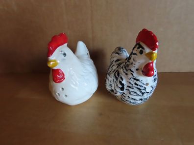 Pfeffer- und Salzstreuer Keramik zwei Hähne Hühner