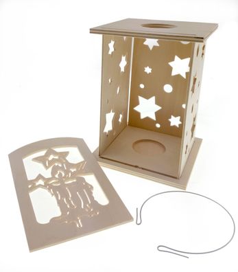 Tischdekoration Bastelset Laterne für Teelicht BxHxT 12x18x2,5cm NEU Holzlaterne