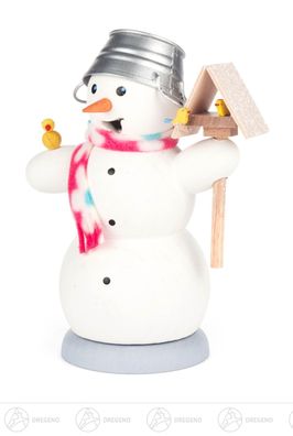 Räuchermann Schneemann mit Vogelhaus BxHxT 9,5 cmx12,5 cmx6 cm NEU Erzgebirge