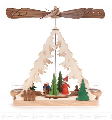 Pyramide mit Weihnachtsmann für Teelichte BxHxT 24,5cmx26cmx7,5cm NEU Erzgebirge