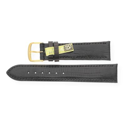 JuwelmaLux Uhrenband echt Teju-Eidechsenleder schwarz JL38-10-0047
