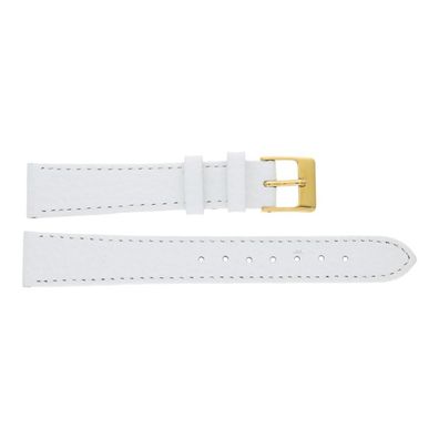 JuwelmaLux Uhrenband Lederband Weiß Edelstahl JL38-10-0250