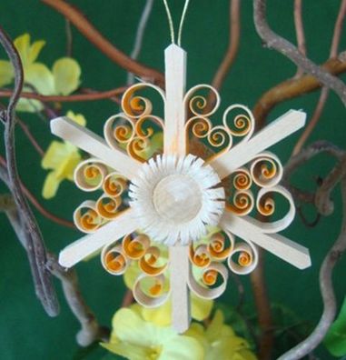 Strauchbehang Spanstern Orange 8x8x2cm NEU Frühlingsdeko Baumschmuck Holzschmuck