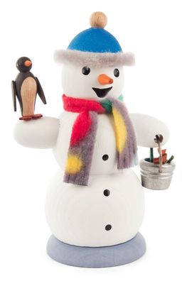 Räuchermann Schneemann mit Pinguin H=14cm NEU Räucherfigur Rauchfigur Rauchmann