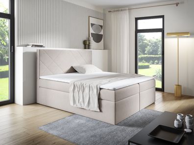 Boxspringbett T72 , mit zwei Bettkasten , Topper, Farbe und Große wählbar