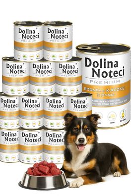Dolina Noteci Premium Nassfutter für Hunde, reich an Ente mit Kürbis, 12 × 800 g