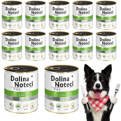 DOLINA NOTECI Premium Nassfutter für Hunde, reich an Wild, 12×800 g