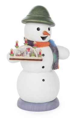 Räuchermann Schneemann mit Schwibbogen Höhe 13,5cm NEU Rauchmann Rauchfigur