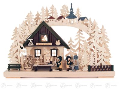 Schwibbogen »Pyramidenwerkstatt« klein, ndirekt elektrisch beleuchtet 43x29x7cm