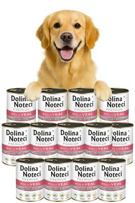 DOLINA NOTECI Nassfutter für Hunde reich an Kalbfleisch mit Erbsen 12×800 g