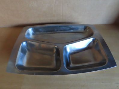 Servierplatte Metall rechteckig mit 3 abgeteilten Fächern ca.30,8x22 cm