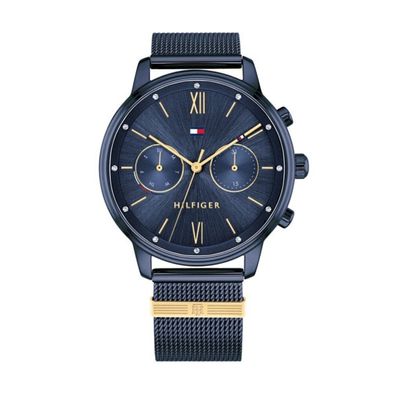 Tommy Hilfiger Multi Zifferblatt Quarz Uhr für Damen Edelstahl-Mesh Gliederarmband
