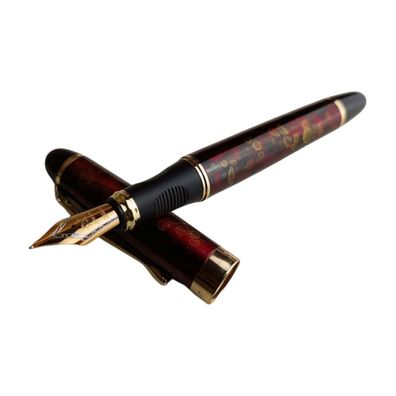 Füllfederhalter Edler Kolbenfüller Stahlfeder vergoldet mit Stiftetui