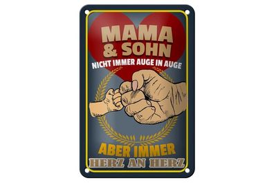 Blechschild Mama und Sohn immer Herz an Herz, 3 verschied Größen, Blechschilder