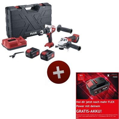 Flex Akku Schlagbohrschrauber PD2G 18.0-EC + Winkelschleifer L125 18.0-EC 516198
