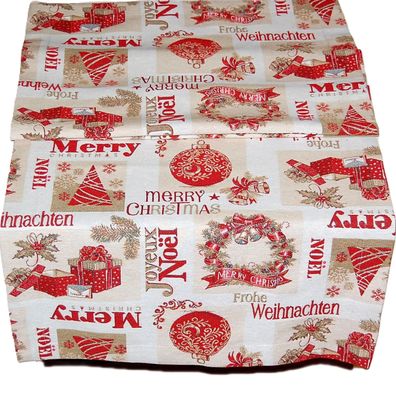 Tischläufer Weihnachten Gobelin Tischdecke Landhaus Deko 50x150 Tischwäsche Rot