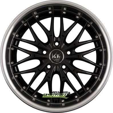 4x Barracuda Voltec T6 higloss black inox lip 9x19 ET38 - LK5/120 ML72.6 Felge Alu