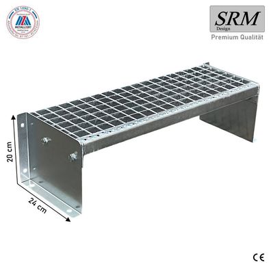 1 Stufen Treppe Breite 60-160cm Standtreppe freistehend Stahl verzinkt Höhe 20cm