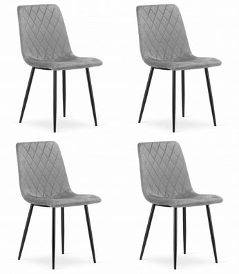 Best For Home Polsterstuhl TURIN-Hellgrauer Velours, Metallbeine, ergonomisches Desgn