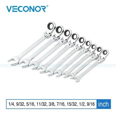 Wrench 1/4-9/16 Inch Imperial Size Ratchet Wrench Set of Keys Spanner Flexible Head