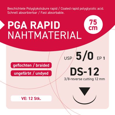 PGA Rapid Nahtmaterial USP 5-0 EP 1 DS-12 - 75