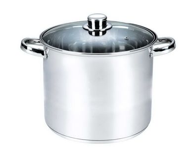 Michelino Edelstahl-Großraumtopf 17 Liter mit Glasdeckel und Dampfabzug 10284