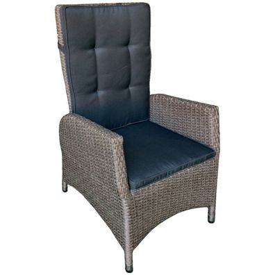 Stuhl BRAGA, mit Auflage dunkelgrau, Alu / Kunststoffgeflecht, mit Gasdruckfeder